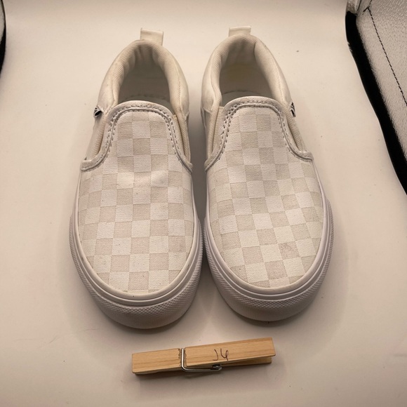 Vans Asher boys checkered  White Sneakers loafers size 11 - Picture 3 of 9